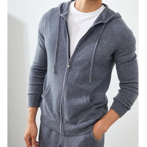 THJKUPO Men's Tops Knitwear Hooded Sports Casual Cardigan Cashmere Sweater Zipper Hoodie Jacket(3X-Large)
