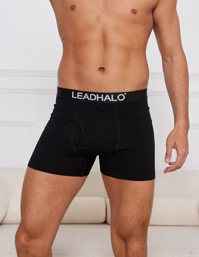 LEADHALO Merino Wool Mens Underwear, Mens Boxer Briefs Moisture Wicking Breathable with fly, Compression Boxers for Man for Athletic Sport Workout 3 Pack M
