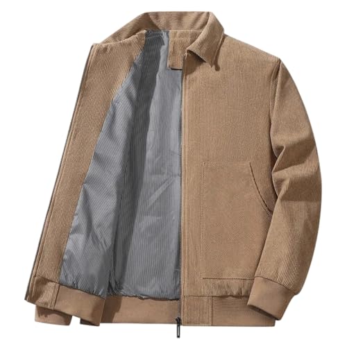 Men Vintage Corduroy Jacket Lambswool Loose Lined Coats Trucker Cargo Workwear Multi-Pocket Outwear