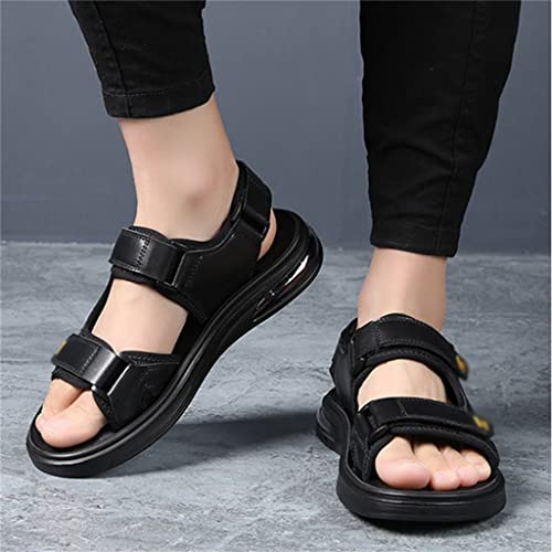 YMGSCC Leather Sandals Men's Casual Beach Shoes Air Cushion Anti Slip Outdoor Sports Sandals Casual Sandals Sandalias De Hombre(42)
