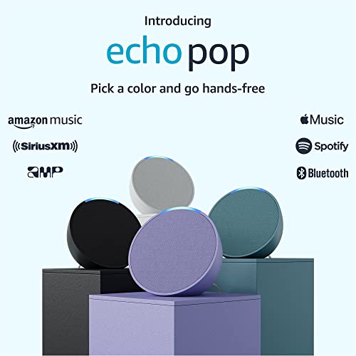 Amazon Echo Pop (newest model), Our smallest Alexa speaker, Fits in any room, Lavender Bloom