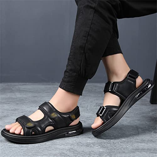 YMGSCC Leather Sandals Men's Casual Beach Shoes Air Cushion Anti Slip Outdoor Sports Sandals Casual Sandals Sandalias De Hombre(42)