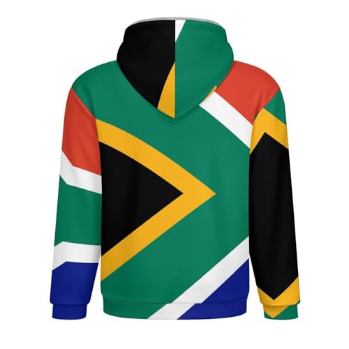 WunM Studio Fleece Jacket Men Thick Hoodie, Warm Jacket, Zipper Transition Jacket Pocket, 3D Printed South Africa Flag coat