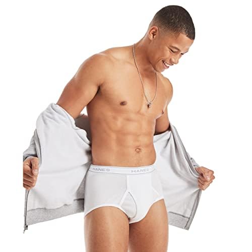 Hanes Mens Moisture-wicking Cotton Briefs, Available In White And Black, Multi-packs, White - 9 Pack, Medium US