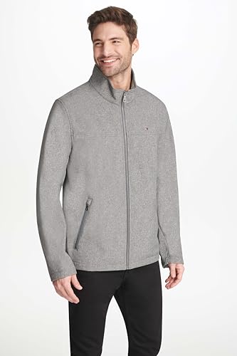 Tommy Hilfiger Men's Water Resistant Softshell Jacket (Standard and Big & Tall), Heather Grey, Large