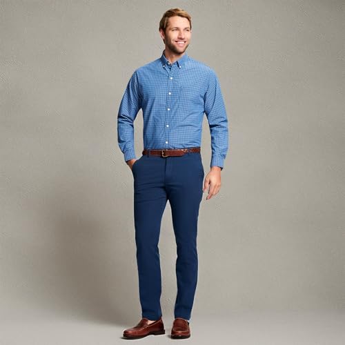 IZOD Men's Saltwater Stretch Flat-Front Chino Pants, Cadet Navy Strt, 36W x 30L