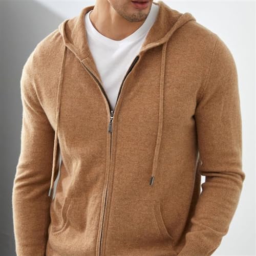 THJKUPO Zipper Hoodie Jacket Men's Tops Knitwear Hooded Sports Casual Cardigan Cashmere Sweater(XX-Large)