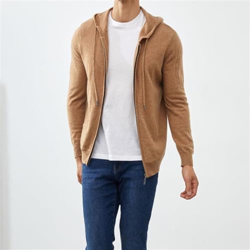 THJKUPO Zipper Hoodie Jacket Men's Tops Knitwear Hooded Sports Casual Cardigan Cashmere Sweater(XX-Large)
