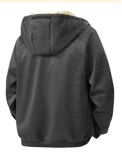 Men Winter Jacket Lamb Fleece Casual Hoodie Outerwear Long Sleeves Warm Thickened Coat