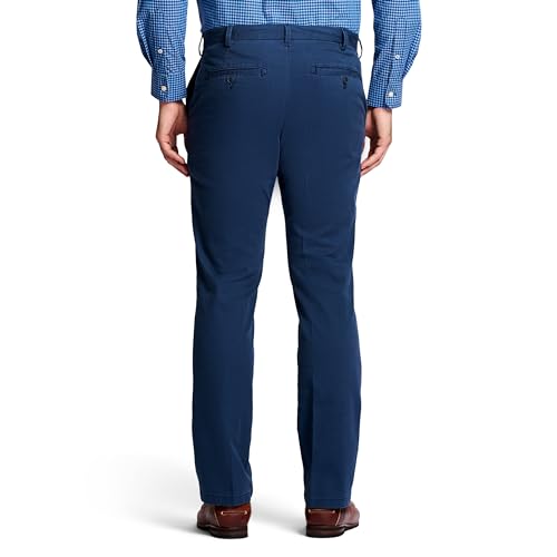 IZOD Men's Saltwater Stretch Flat-Front Chino Pants, Cadet Navy Strt, 36W x 30L