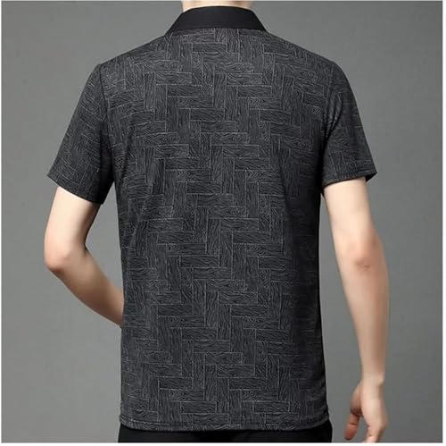 Textured Summer Polo Shirt Men Ultra Comfortable Short Sleeve Breathable Refreshing Silky Casual Button T Shirt Tops(Orange,Medium)