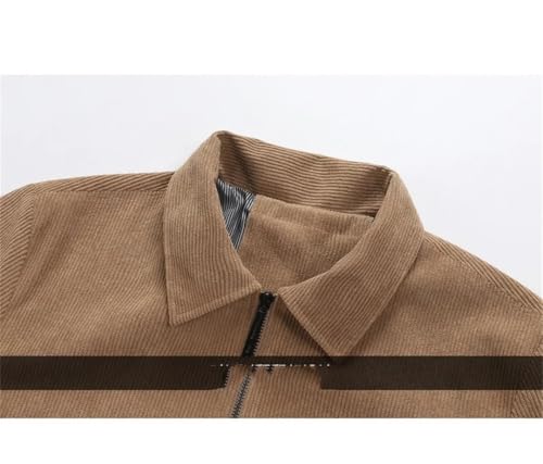 Men Vintage Corduroy Jacket Lambswool Loose Lined Coats Trucker Cargo Workwear Multi-Pocket Outwear