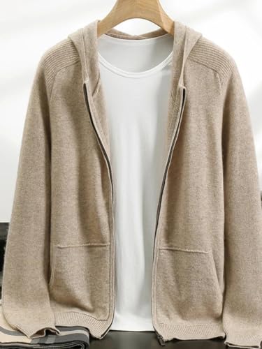 Men's Hooded Sweatshirt Zippered Knit Cardigan and Long-Sleeved Casual Jacket