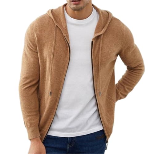THJKUPO Zipper Hoodie Jacket Men's Tops Knitwear Hooded Sports Casual Cardigan Cashmere Sweater(XX-Large)