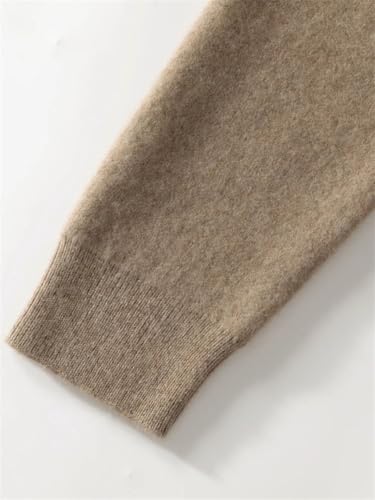 Mens 100 Percent Cashmere Zip Hoodie Winter Knitted Cardigan Kangaroo Pocket Smart Casual Thick Warm Jacket White