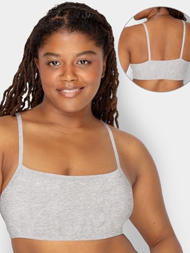 Fruit of the Loom Women's Spaghetti Strap Cotton Pullover Sports Bra, Black/White/White/Heather Grey 4-Pack, 36