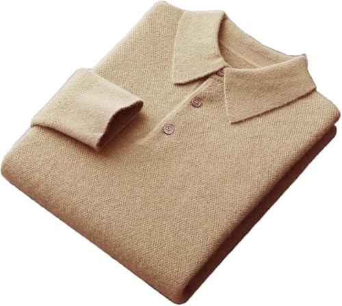Mens Timeless Polo Shirts Lightweight Long Sleeve Cotton Collared Work Pullover Golf Tee T Shirt Classic Tops(Yellow Brown Gray,Medium)