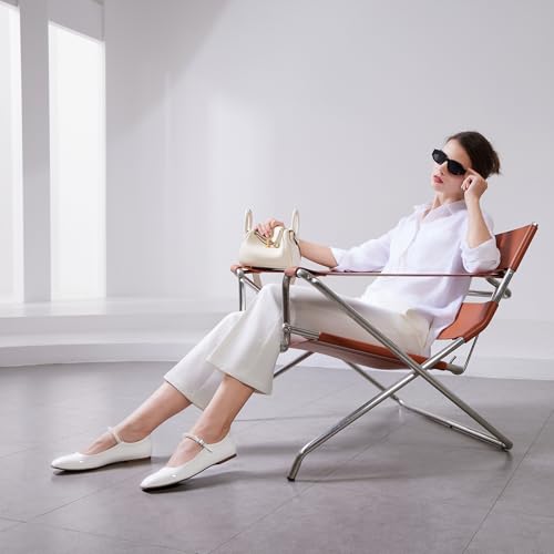 CosyFever Women's Flats Dressy Mary Jane Ballet Shoes Closed Toe for Casual Business Office - White 6.5 B(M) US