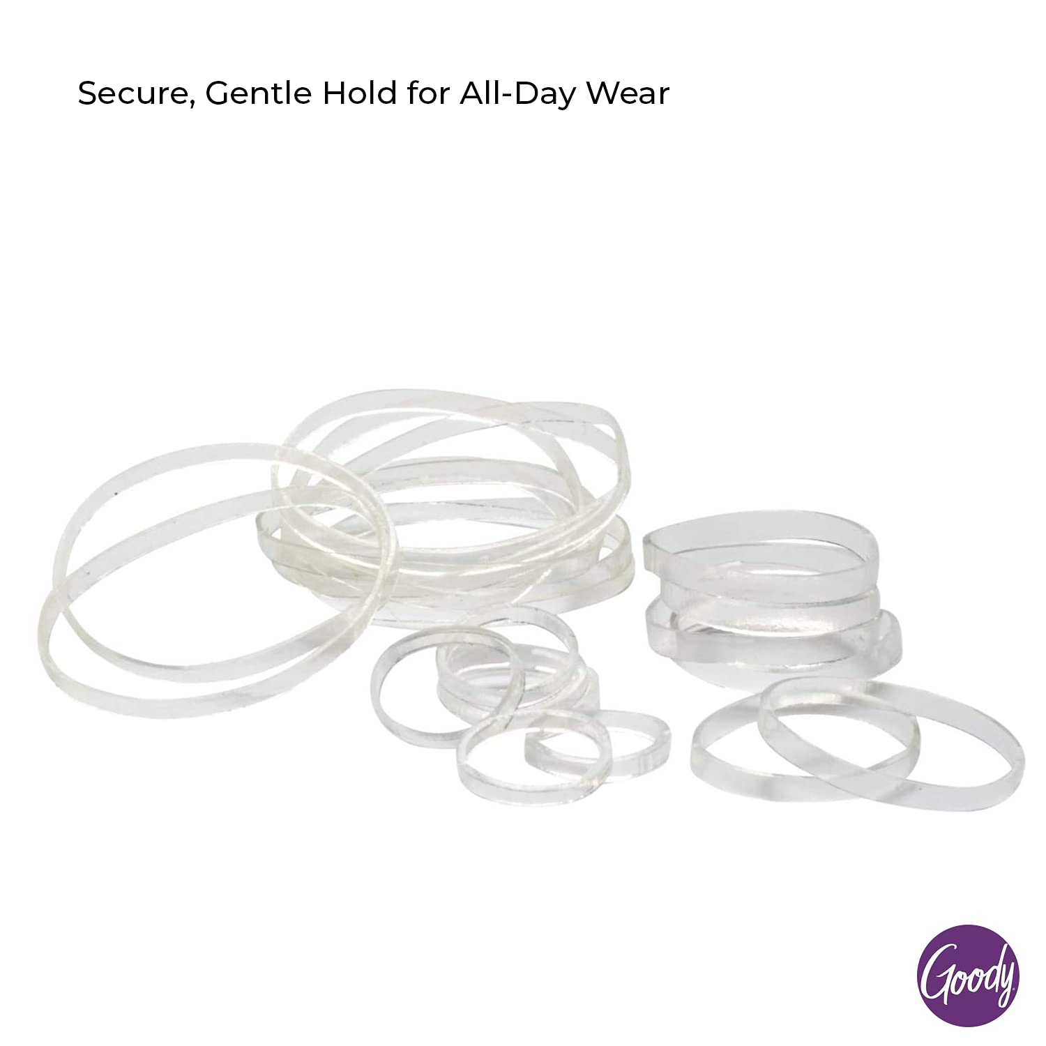 Goody Ouchless Polyband Hair Ties - 250 Ct, Clear, Latex Hair Bands for Women's Hair, Easy Glide, Ultra-Strong Hold Hair Accessories for Women & Men, Secure Hold Ridge Design, All Hair Types