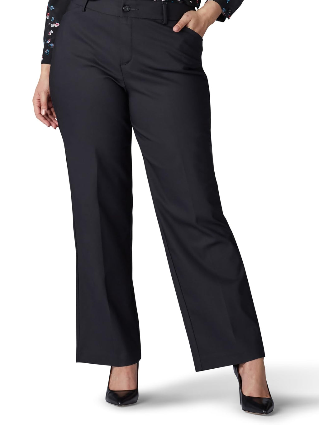 Lee Women's Plus Size Ultra Lux Comfort with Flex Motion Trouser Pant Black 20W Medium, 20