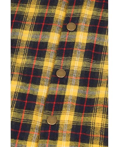 Men's Sherpa Lined Flannel Shirt Jacket,Snap Button Winter Lounge Plaid Shacket with Hood Gosling Yellow XL