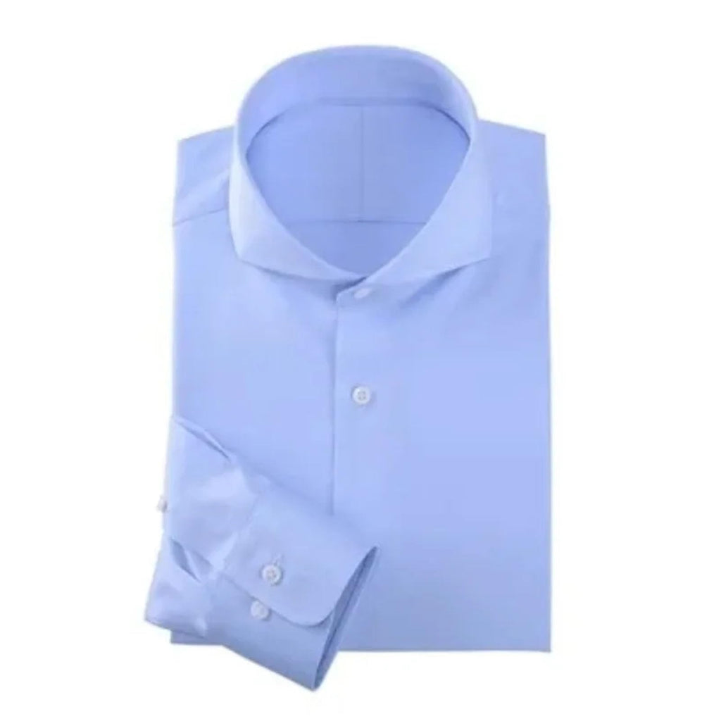 Men's Modern Dress Shirt Long Sleeve Solid Slim Fit Wrinkle-Free Business Button Down Blue