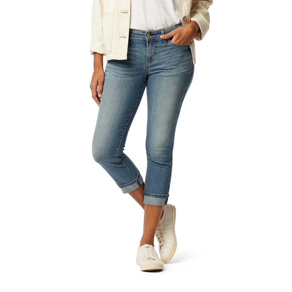 Levi Strauss Signature Women's Mid-Rise Slim Fit Capris Stretch Denim (Available in Plus Size), Blue Ice, 14