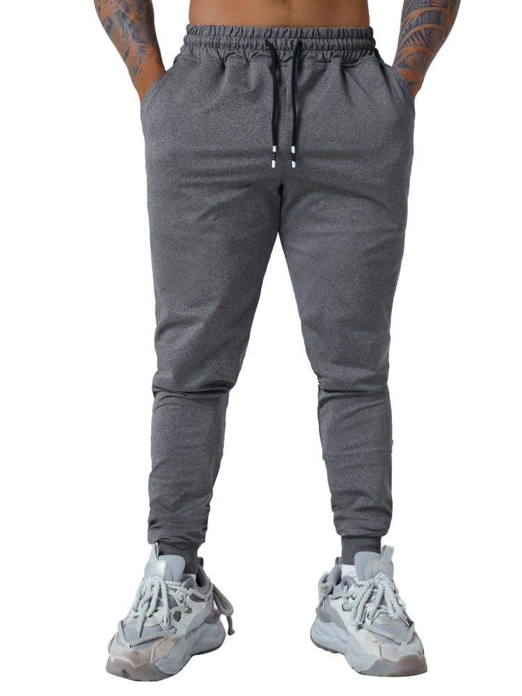 MGYIMOYUGYM Men's Slim fit Jogging Pants, Suitable for Running and Fitness Activities, Bottom Binding Sports Pants Size Dark Grey-L