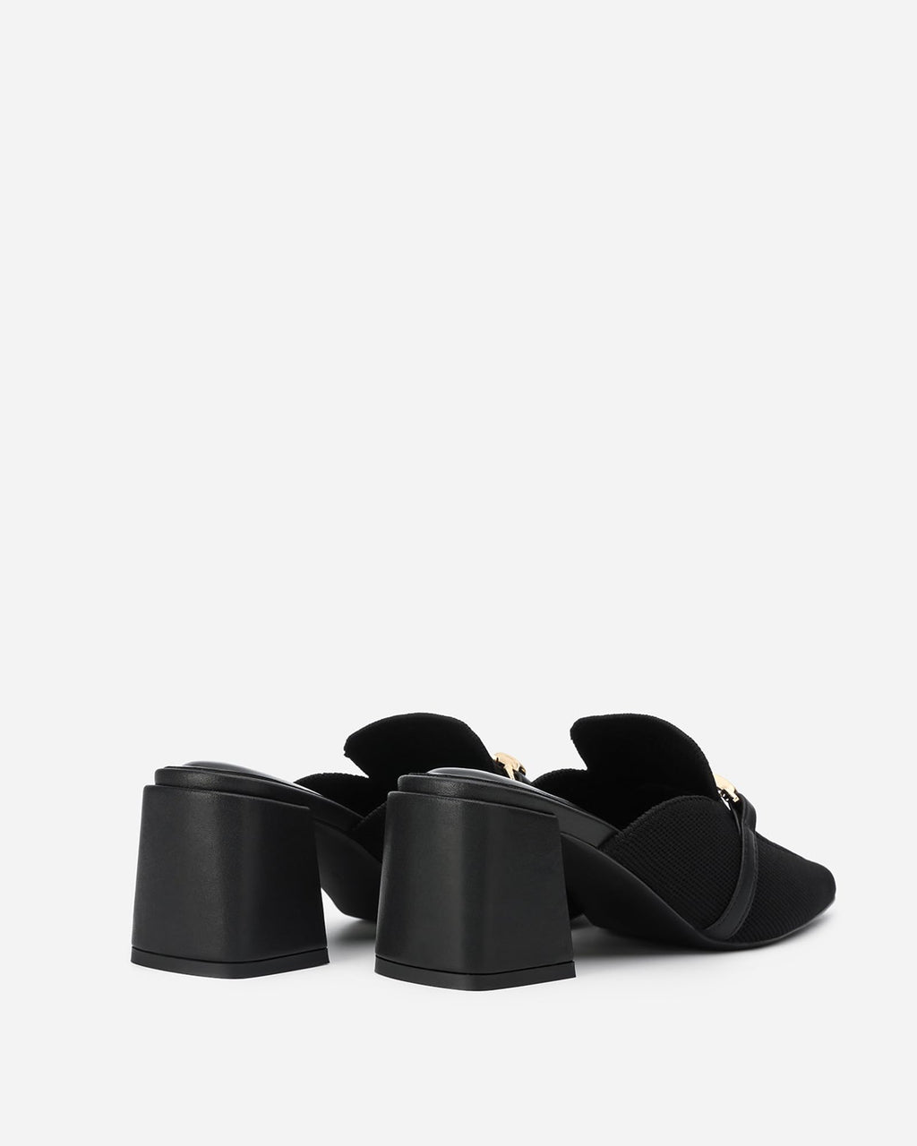 NEWBELLA Women's Square Toe Heeled Mules - Block Heel Slip-On Shoes for Commute, Comfortable Work Mule Slippers with Cushioned Insoles, Black 9