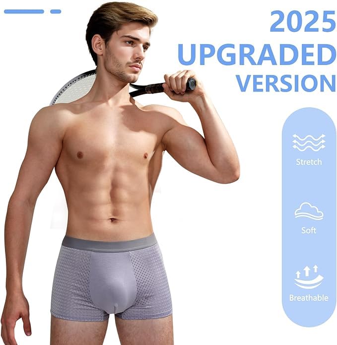 Boxhero [2025 Upgrade] Bamboo Boxer Briefs- Breathable Mens Underwear, Built-in with 3D Pouch Comfortable Underwear for Men