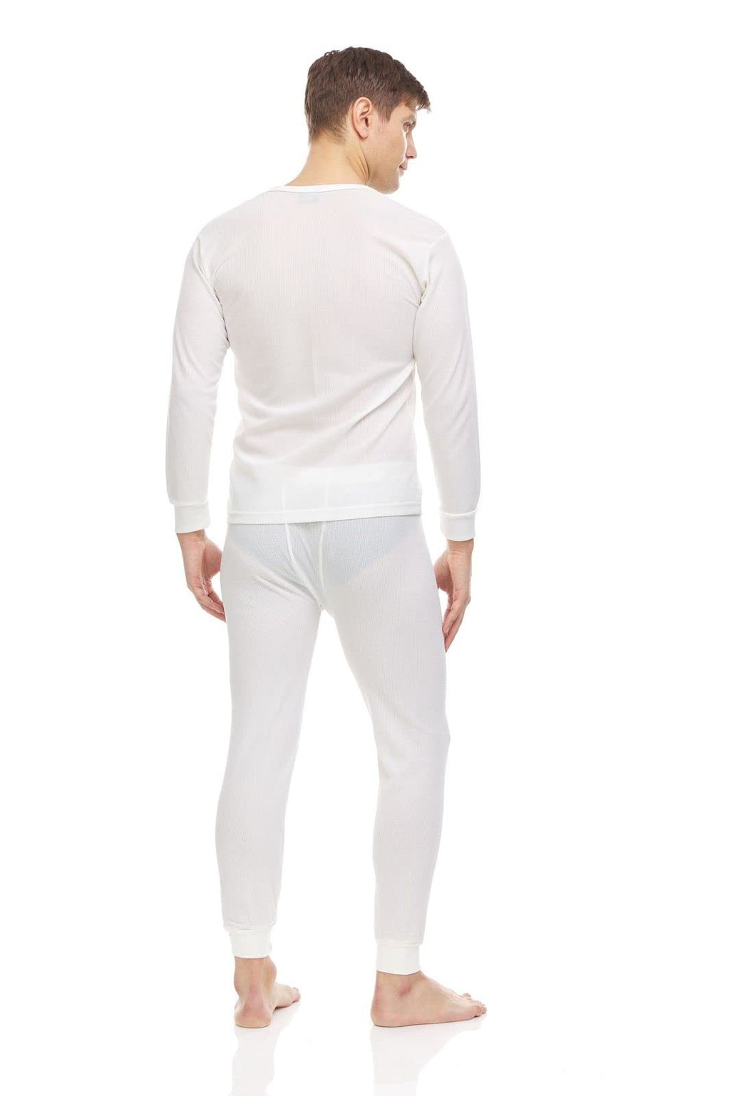 BILLIONHATS 3 Pack of 2pc Thermal Sets for Men, Base Layer Long Johns Underwear, Top & Bottom, Cotton, Solid Colors (X-Large, Off White)