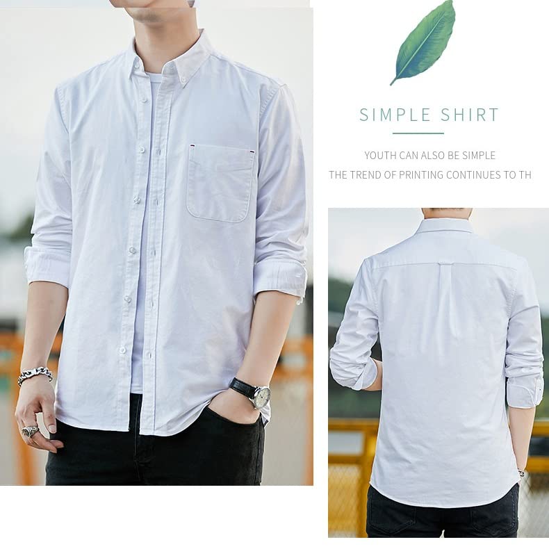 ZYQHMY Men Clothing Oxford Textile Men's Dress Shirt Jacket Men's Long Sleeve Casual Shirts(Black,XLcode)