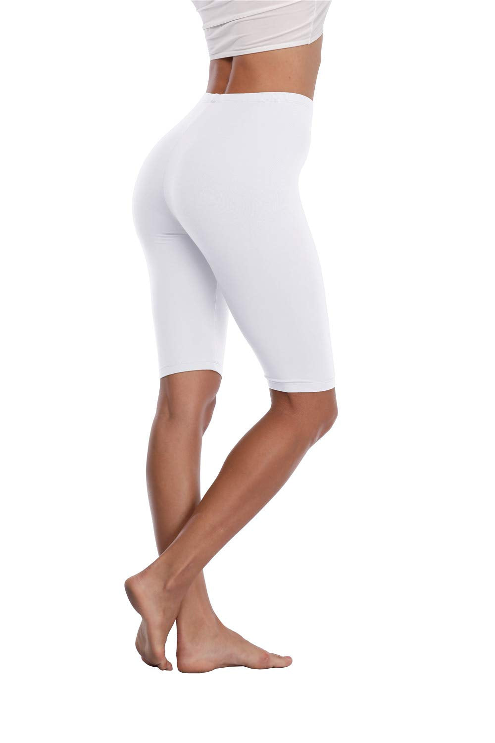 Kotii Women's Stretch Short Leggings Modal Shorts Under Dresses Leggings Pants,White,S/M