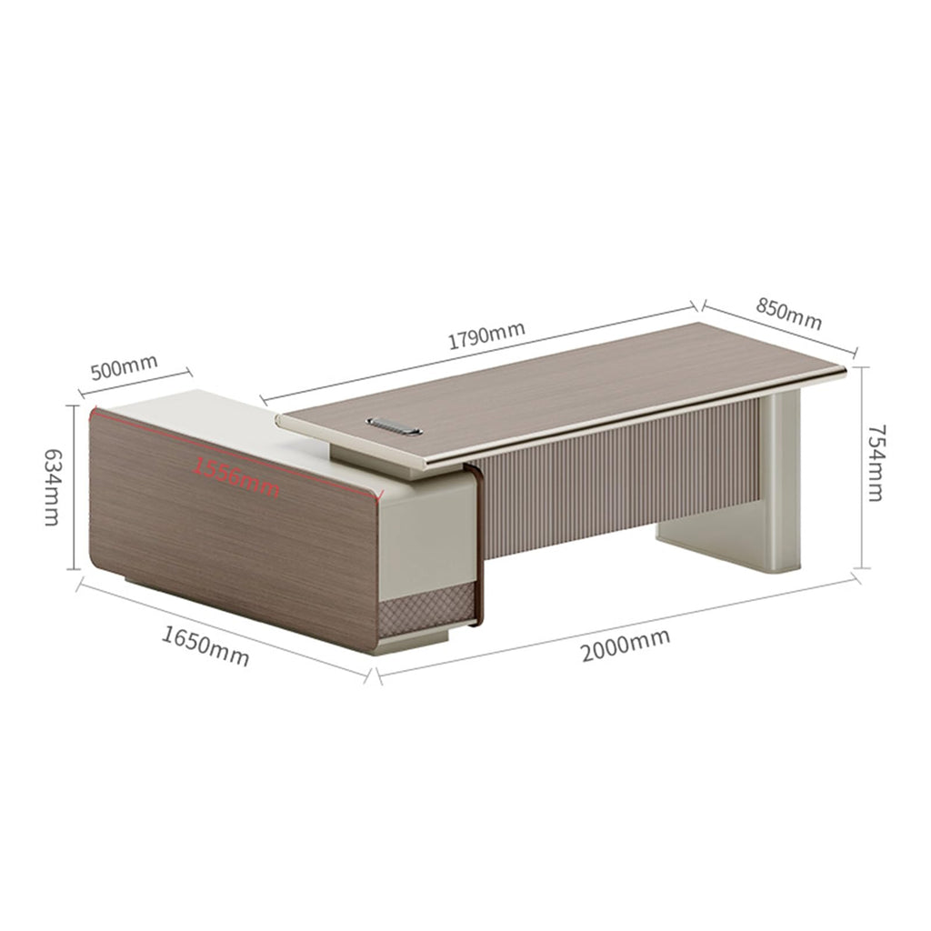 DLCQIJI L Shaped Computer Desk with Power Outlets and Smart LED Light, L Shaped Office Desk with Drawers and Storage, Home Office Furniture, 200cm