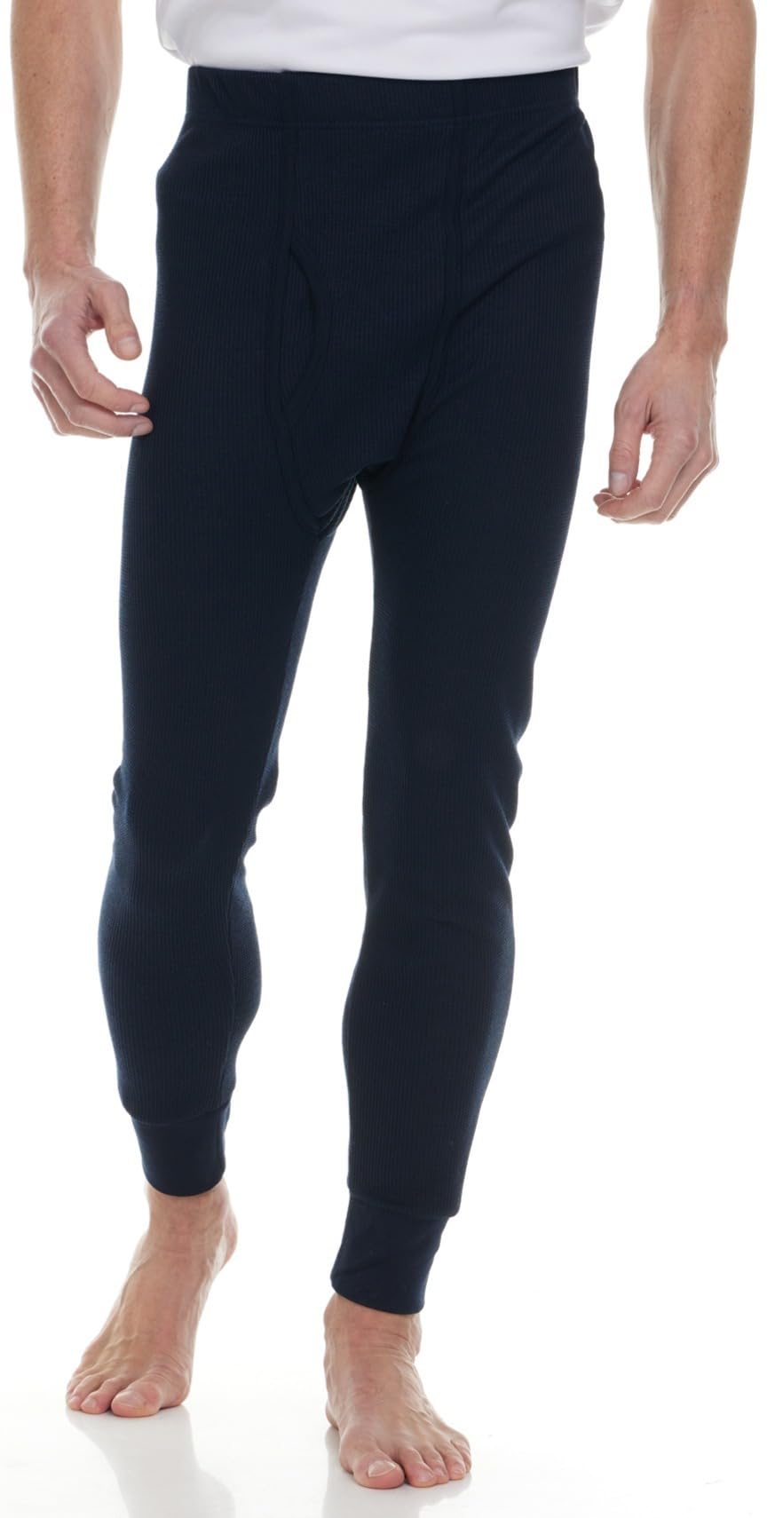 24 Pack Thermal Pants for Men, Long Johns Mens Underwear Bulk Wholesale, Cotton, Solid Colors, Shelter Donations (Navy Blue)
