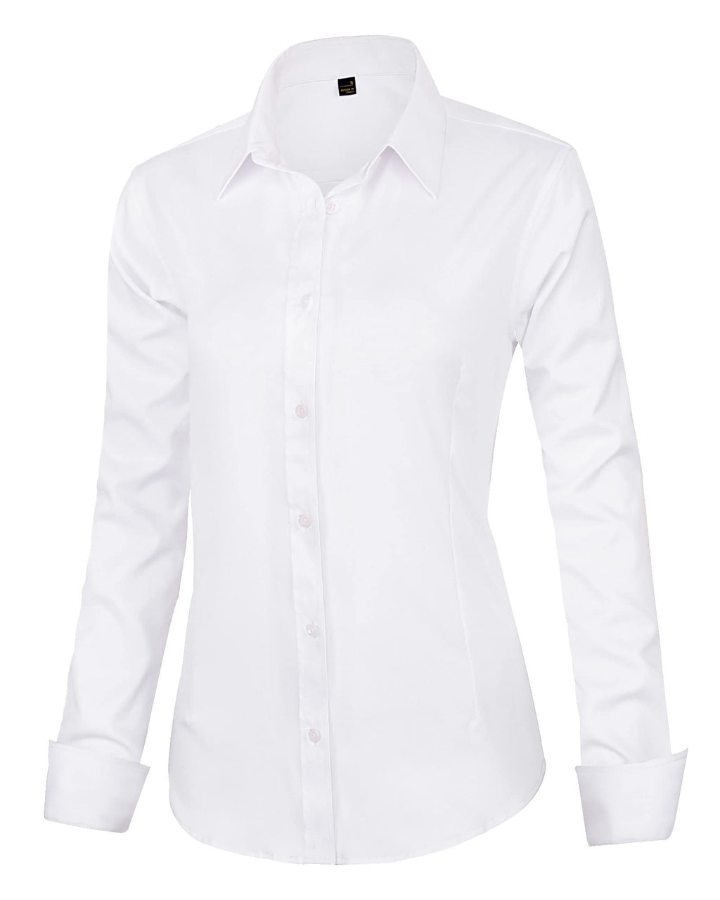 J.VER Womens Dress Shirts Long Sleeve Button Down Shirt Wrinkle-Free Business Casual Blouse Office Work Tops White XS