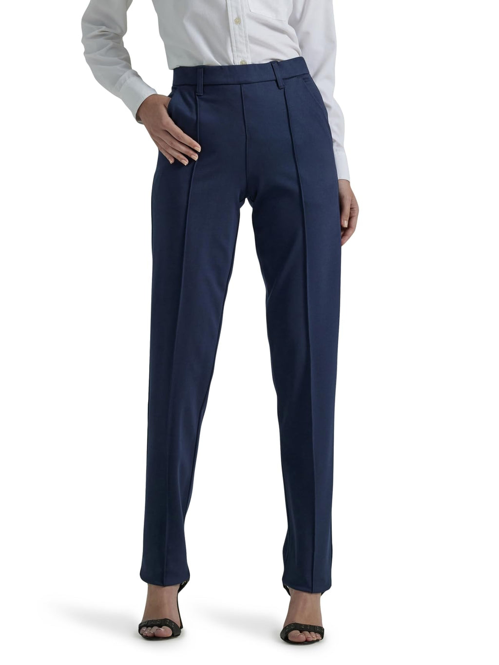 Lee Womens Ultra Lux Comfort Any Wear Straight Leg Pants, Emperor Navy, 14 US