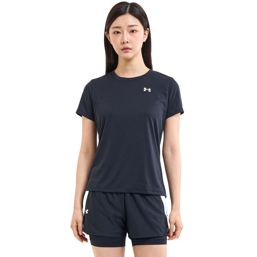 Under Armour Womens Tech Short Sleeve Crew, (001) Black / / White, XX-Large