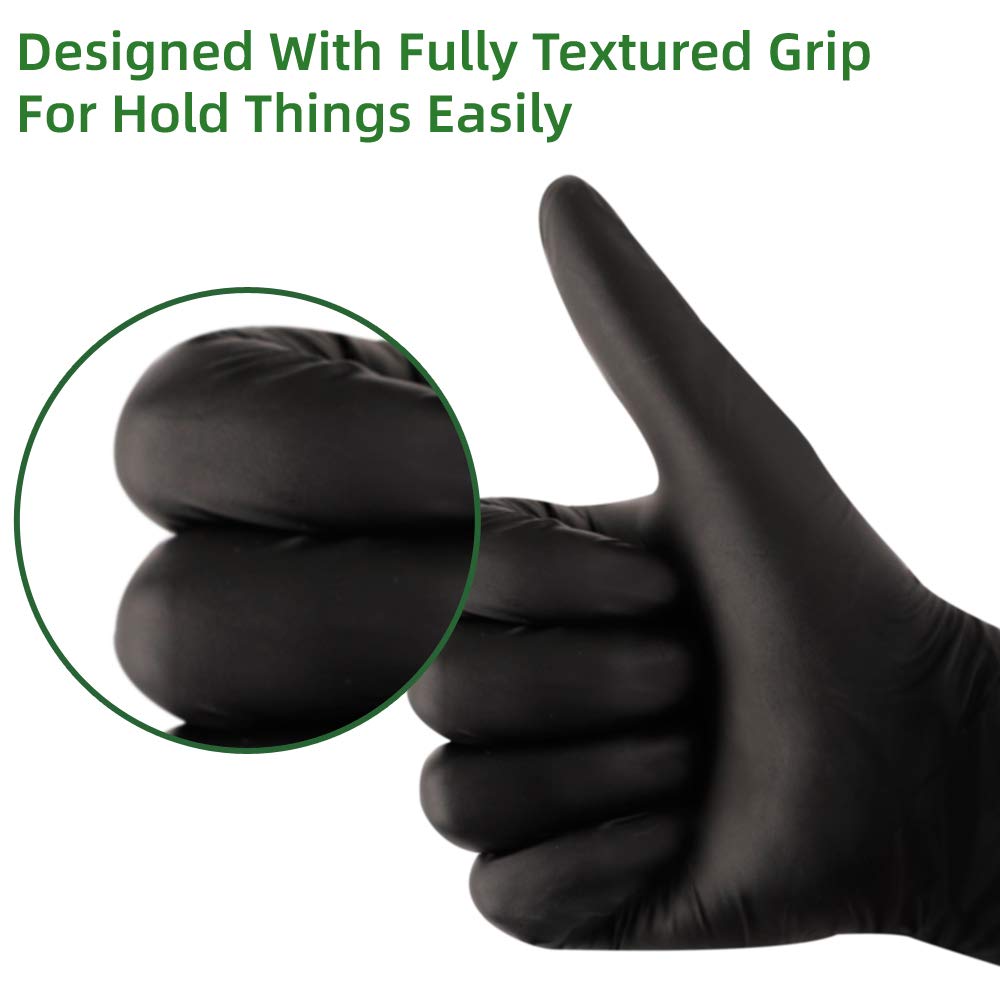 KEOELY Nitrile Disposable Gloves Pack of 100, Latex Free Safety Working Gloves for Food Handle or Industrial Use(Black,Medium)