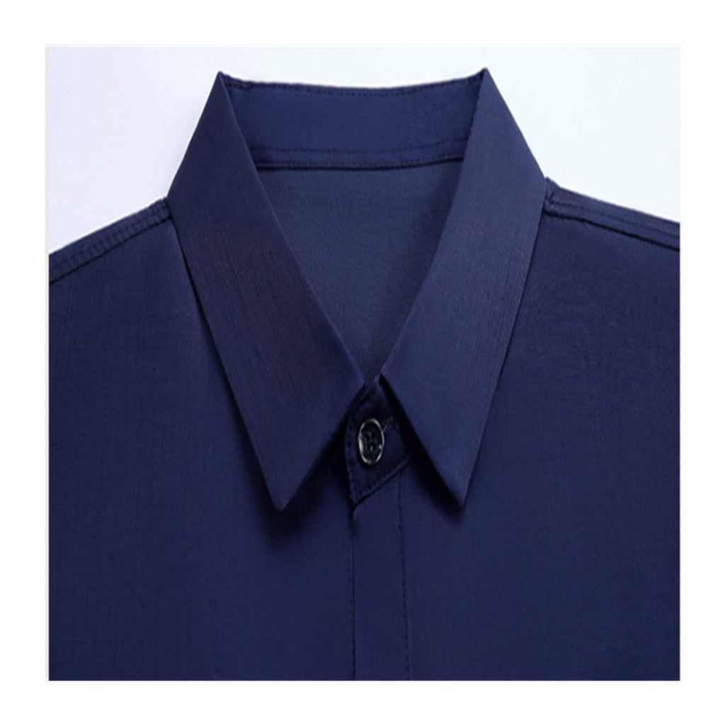 Satin Shirts Mens Ice Silk Shirts for MensShirt Light Long Sleeves Dresses Blouses Large Size(E,2XL)