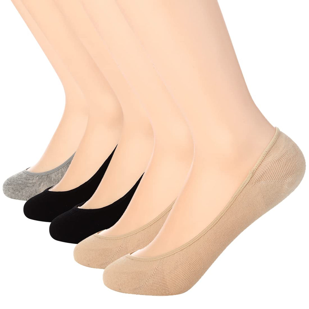 Toes Home No Show Socks Womens, Ultra Low Cut Liners Non Slip Footies for Flats Hidden Invisible Boat Summer 5 Pairs