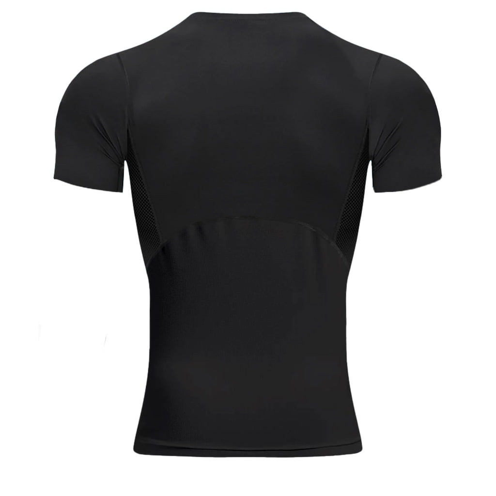 Youper Elite Men's Compression Short-Sleeve T-Shirt, Sportswear for Football, Exercise & Fitness (Medium, Black)