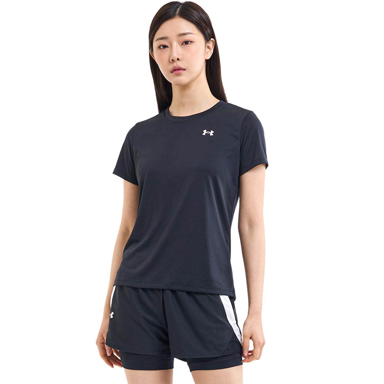 Under Armour Womens Tech Short Sleeve Crew, (001) Black / / White, XX-Large