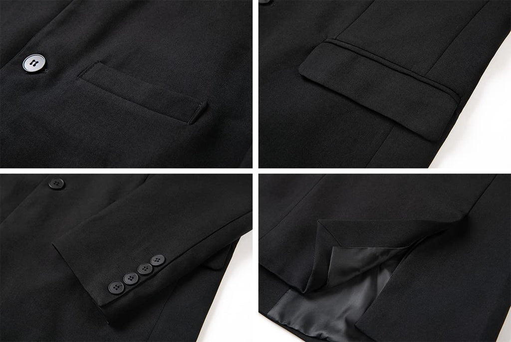 THWEI Mens Casual Suit Blazer Jackets Stand Collar Business Sport Coats Black L