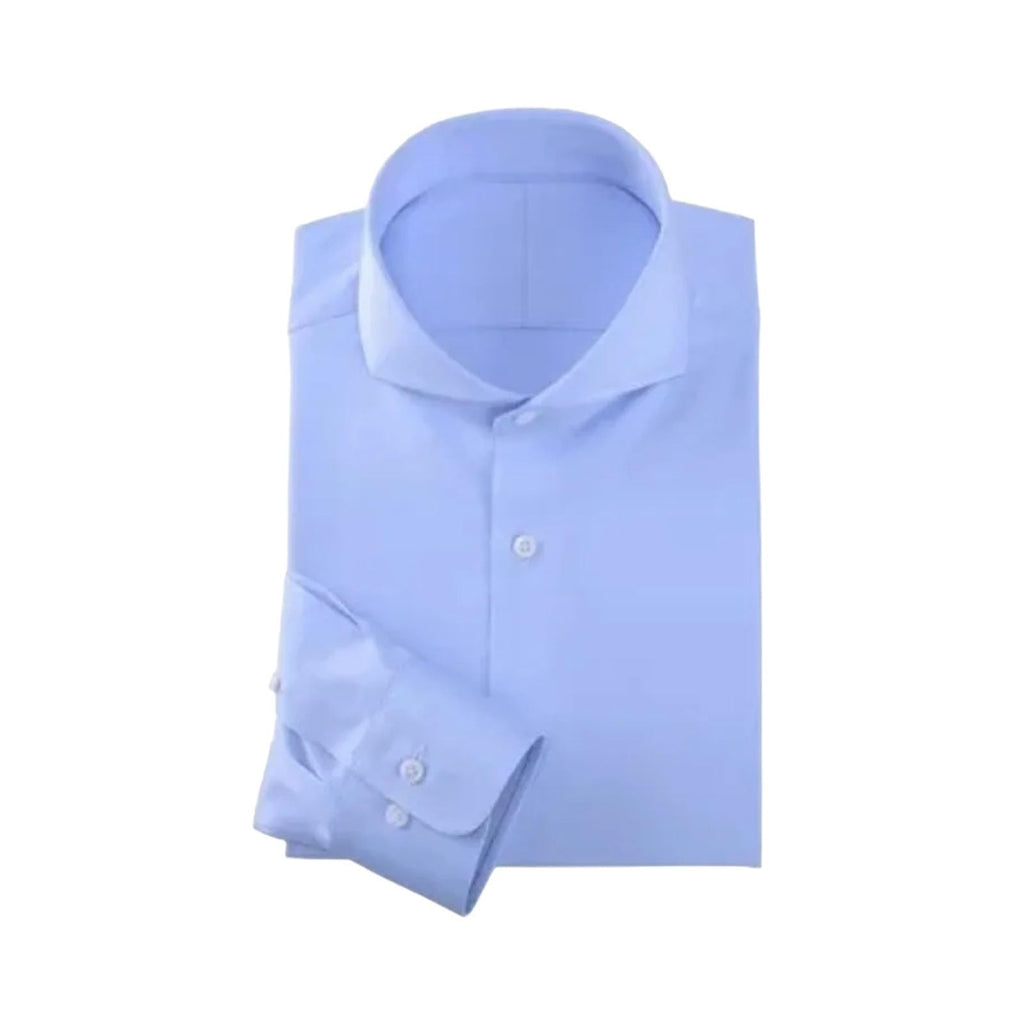 Men's Modern Dress Shirt Long Sleeve Solid Slim Fit Wrinkle-Free Business Button Down Blue