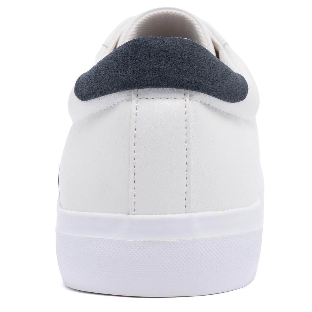 Nautica Men’s Low Top Casual Sneakers – Classic Lace-Up Tennis Shoes with Comfort Insole and Durable Rubber Sole-Aland-White Navy Grey Size-9.5