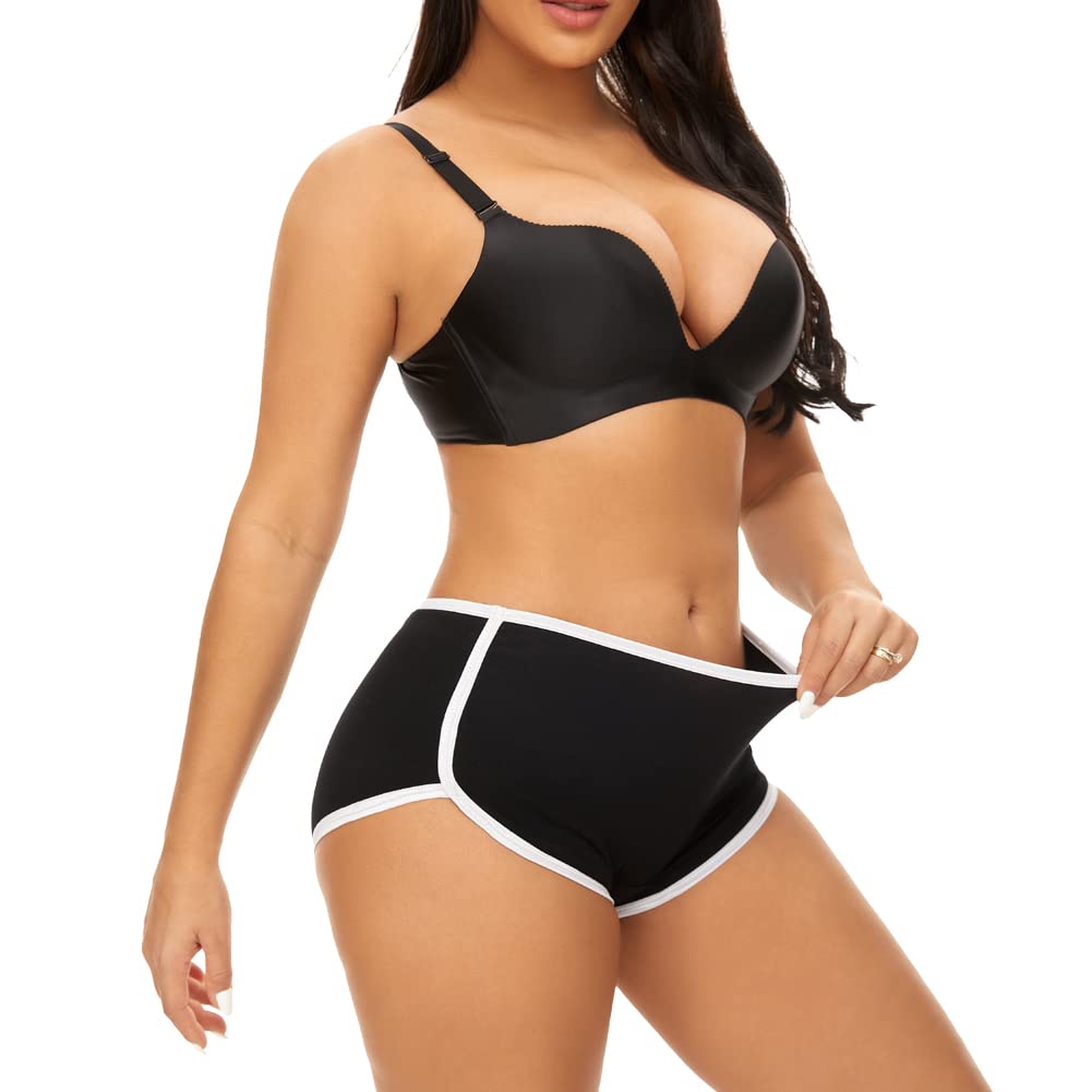 Women Boyshorts Underwear Cotton Panties Stretch Boxer Brief (6 mixed color, LARGE)