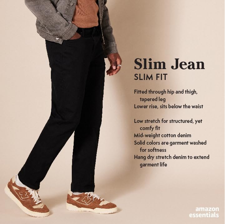 Amazon Essentials Men's Slim-Fit Jeans, Dark Wash, 29W x 28L