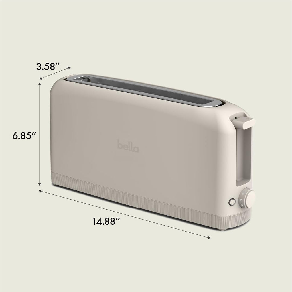 bella 2 Slice Slim Toaster, Fits-anywhere™ Kitchenware, 6 Setting Shade Control with Reheat & Cancel Buttons, Fits sourdough, 10” Long Slot, Anti Jam & Auto Shutoff, 900 Watt, Oatmilk