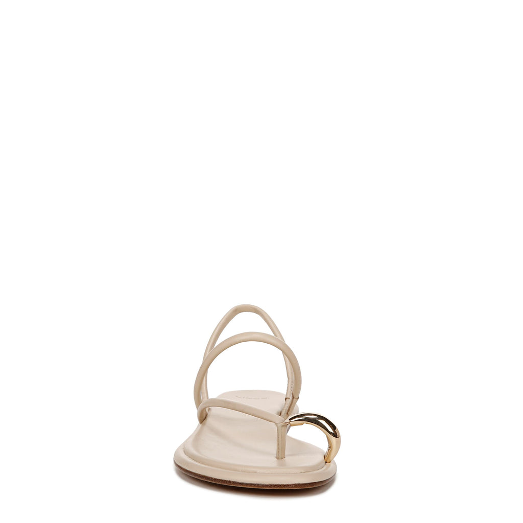 Vince Women's Lucila Flat Strappy Sandal Birch Sand Beige Leather 6.5 M